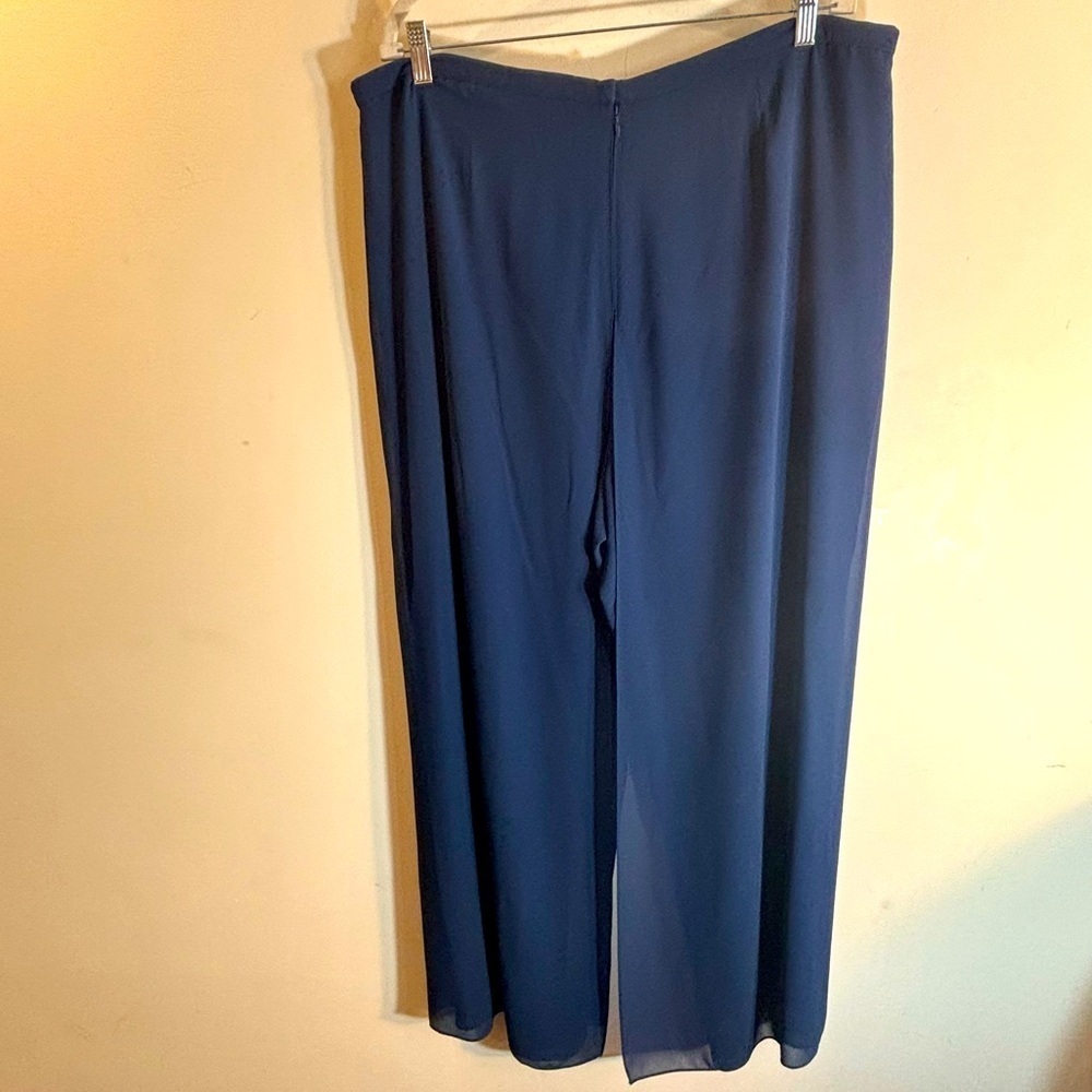 JACQUES VERT Sz 18 Double Layer Sheer Elegant Blue Wide-Leg Pants WW WITH TAGS